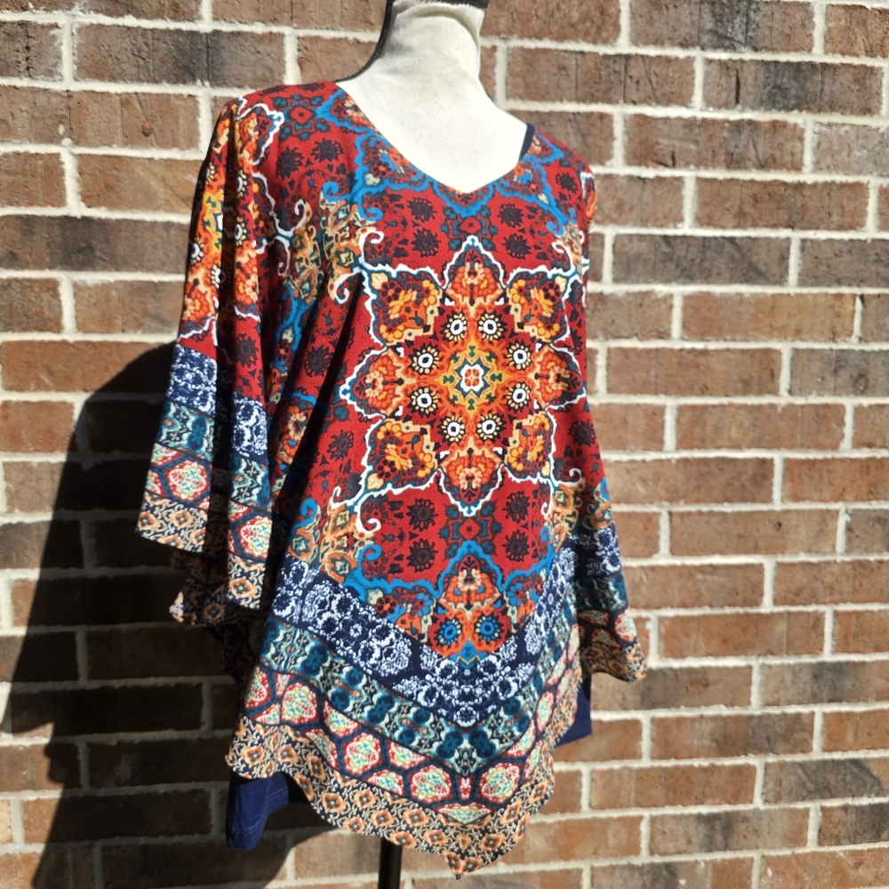 Ruby Rd Mandala Print Tunic Top Boho Colorful V-N… - image 8